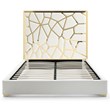 Serenity King Velvet Bed with Gold Metal Frame in Cream Color