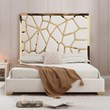 Serenity King Velvet Bed with Gold Metal Frame in Cream Color