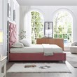 Serenity King Velvet Bed with Silver Metal Frame in Pink Color