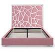 Serenity King Velvet Bed with Silver Metal Frame in Pink Color