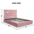 Serenity King Velvet Bed with Silver Metal Frame in Pink Color