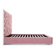 Serenity King Velvet Bed with Silver Metal Frame in Pink Color
