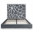 Serenity King Velvet Bed with Silver Metal Frame in Gray Color
