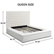 Cosmopolitan Queen Velvet Tufted Upholstered Storage Platform Bed in Cream