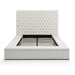 Cosmopolitan Queen Velvet Tufted Upholstered Storage Platform Bed in Cream