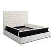 Cosmopolitan Queen Velvet Tufted Upholstered Storage Platform Bed in Cream