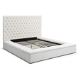 Cosmopolitan King Velvet Tufted Upholstered Storage Platform Bed in Cream