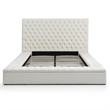 Cosmopolitan King Velvet Tufted Upholstered Storage Platform Bed in Cream