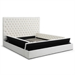 Cosmopolitan King Velvet Tufted Upholstered Storage Platform Bed in Cream
