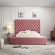 Cosmopolitan Queen Velvet Tufted Upholstered Storage Platform Bed in Pink