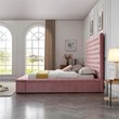 Cosmopolitan Queen Velvet Tufted Upholstered Storage Platform Bed in Pink