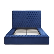 Cosmopolitan Queen Velvet Tufted Upholstered Storage Platform Bed in Blue