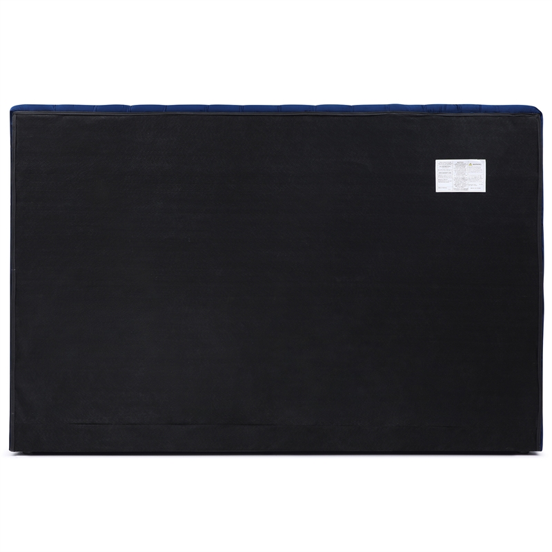 Cosmopolitan King Velvet Tufted Upholstered Storage Platform Bed in Blue
