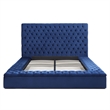 Cosmopolitan King Velvet Tufted Upholstered Storage Platform Bed in Blue