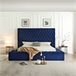 Cosmopolitan King Velvet Tufted Upholstered Storage Platform Bed in Blue