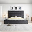 Cosmopolitan King Velvet Tufted Upholstered Storage Platform Bed in Gray