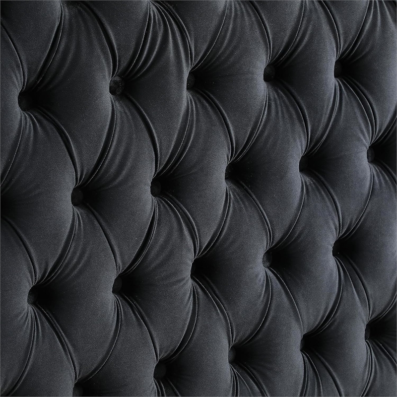 Luxurious Velvet Canopy Queen Bed with Speaker and USB Connection in Black