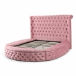 Elizabeth Upholstered Velvet Round Storage Queen Size Bed in Pink Color