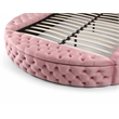Elizabeth Upholstered Velvet Round Storage Queen Size Bed in Pink Color