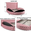 Elizabeth Upholstered Velvet Round Storage Queen Size Bed in Pink Color
