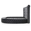 Elizabeth Upholstered Velvet Round Storage Queen Size Bed in Black Color