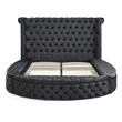 Elizabeth Upholstered Velvet Round Storage Queen Size Bed in Black Color