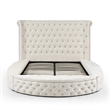 Elizabeth Upholstered Velvet Round Storage Queen Size Bed in Cream Color