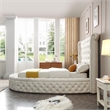 Elizabeth Upholstered Velvet Round Storage King Size Bed in Cream Color