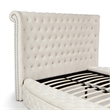 Elizabeth Upholstered Velvet Round Storage King Size Bed in Cream Color