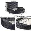 Elizabeth Upholstered Velvet Round Storage King Size Bed in Black Color