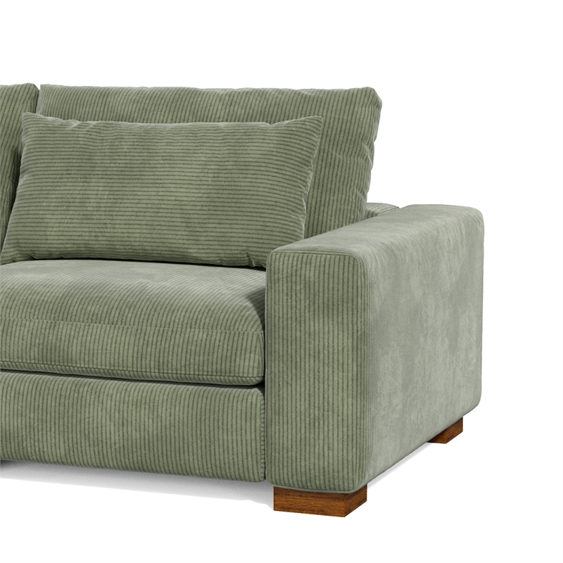 Isabella two seats Sectional Sofa Corduroy Velvet in Green Color