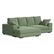 Daisy Convertible Sectional Velvet Sofa Couch L-Shaped in Green Color