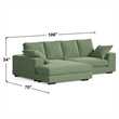 Daisy Convertible Sectional Velvet Sofa Couch L-Shaped in Green Color