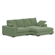 Daisy Convertible Sectional Velvet Sofa Couch L-Shaped in Green Color