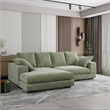 Daisy Convertible Sectional Velvet Sofa Couch L-Shaped in Green Color
