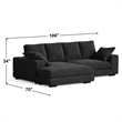 Daisy Convertible Sectional Velvet Sofa Couch L-Shaped in Black Color