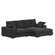 Daisy Convertible Sectional Velvet Sofa Couch L-Shaped in Black Color