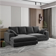 Daisy Convertible Sectional Velvet Sofa Couch L-Shaped in Black Color