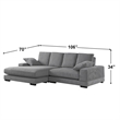 Daisy Convertible Sectional Velvet Sofa Couch L-Shaped in Gray Color