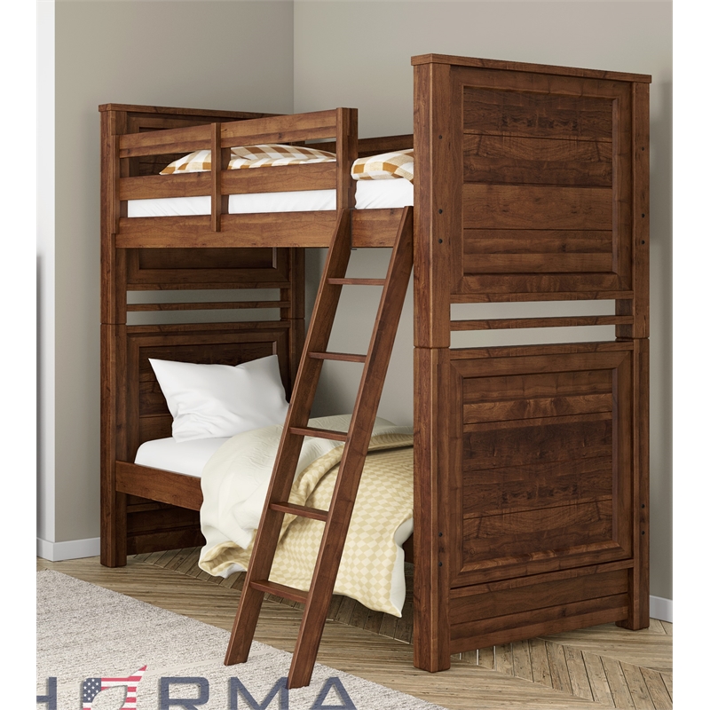 My Home Furnishings Logan Engineered Hard Wood Full Bunk Bed in Driftwood