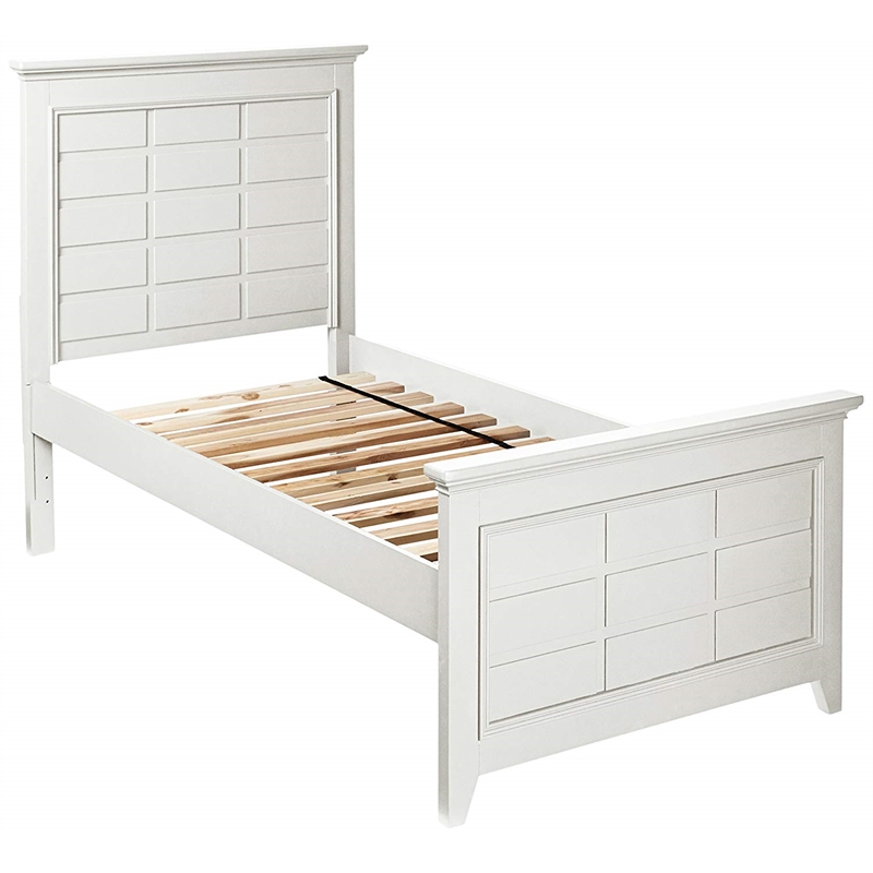 My Home Furnishings Bailey Engineered Hard Wood Twin Panel Bed in Bright White