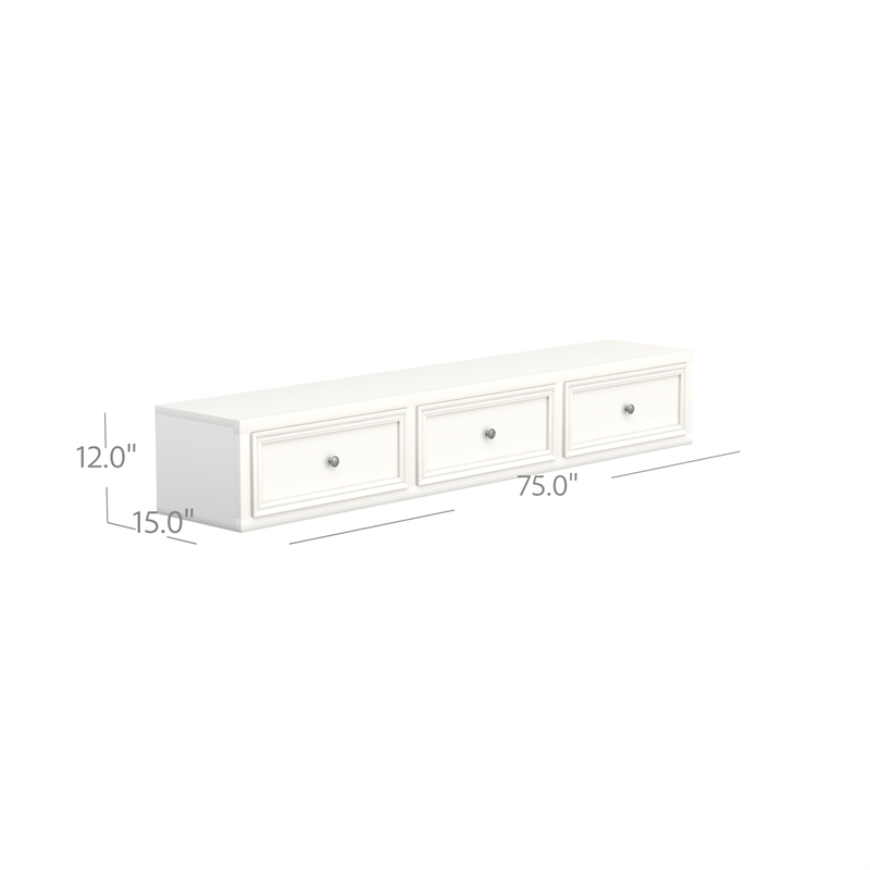 My Home Furnishings Bailey 3-Under Bed Storage Drawers in Bright White