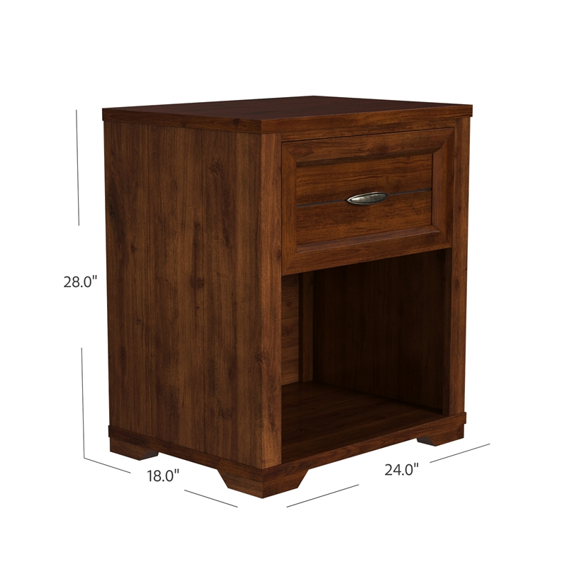 My Home Furnishings Logan Engineered Hard Wood 1-Drawer Nightstand in Driftwood