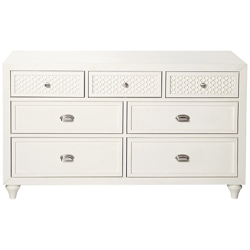My Home Furnishings Amanda Engineered Hard Wood 7-Drawer Dresser in Creamy White