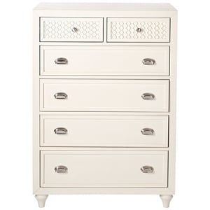 My Home Furnishings Amanda Engineered Hard Wood 6-Drawer Chest in Creamy White