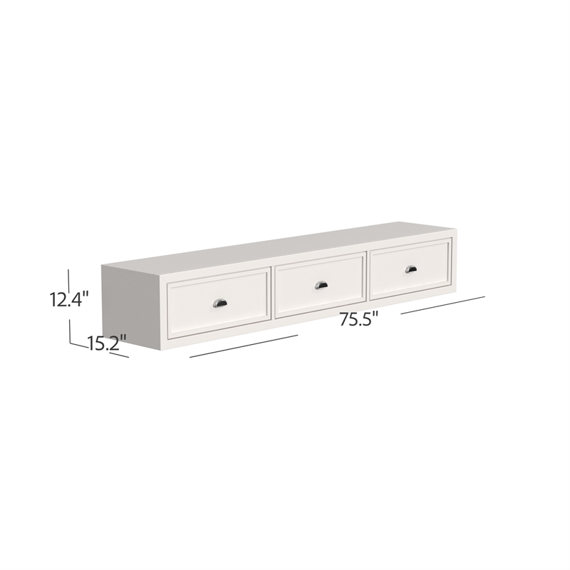 My Home Furnishings Amanda 3-Under Bed Storage Drawers in Creamy White