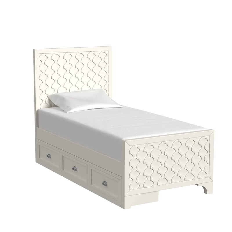 My Home Furnishings Amanda 3-Under Bed Storage Drawers in Creamy White