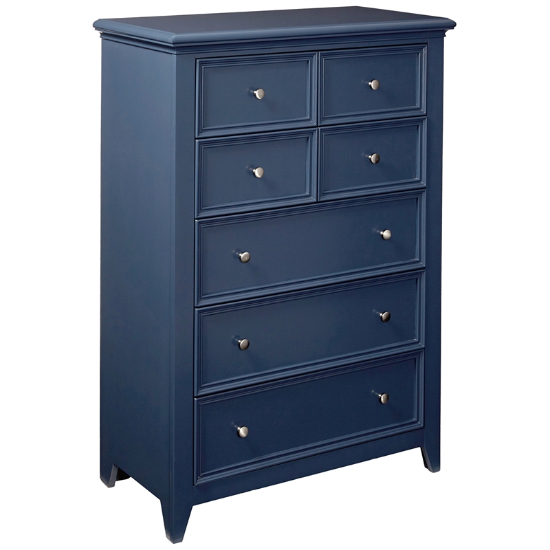 My Home Furnishings Bailey Wood 5-Drawer Chest in Williamsburg Blue