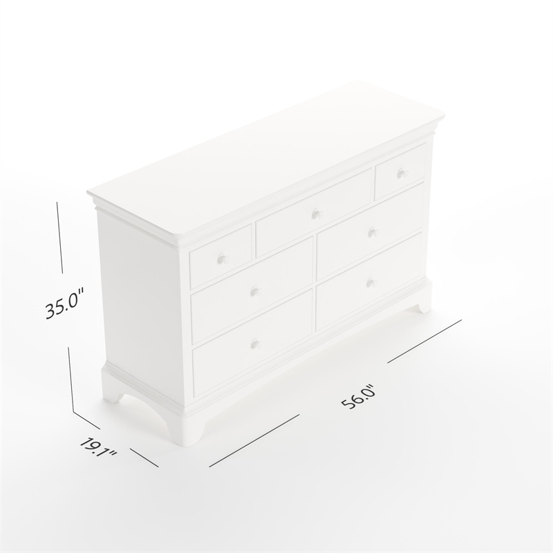 My Home Furnishings Neopolitan 6-Drawer Dresser in Bright White