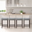 Costway 24'' Rubber Wood Nailhead Saddle Bar Stools in Gray (Set of 4)